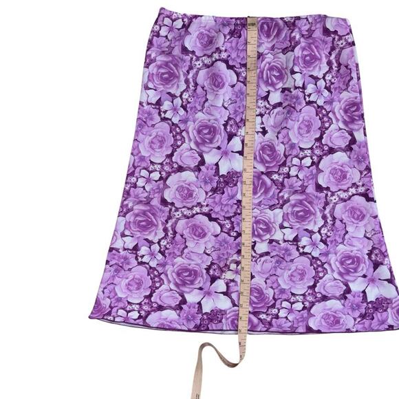 Y2K Purple Floral Midi Skirt Women’s 32 Stretch Comfort Cottage Prairie Whimsy - Picture 6 of 8